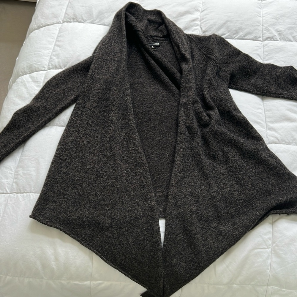Dark brown blend Bloomingdales Aqua cashmere open sweater